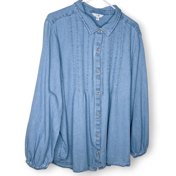 Terra & Sky Lightweight Denim Tunic 3X - Picture 1 of 13